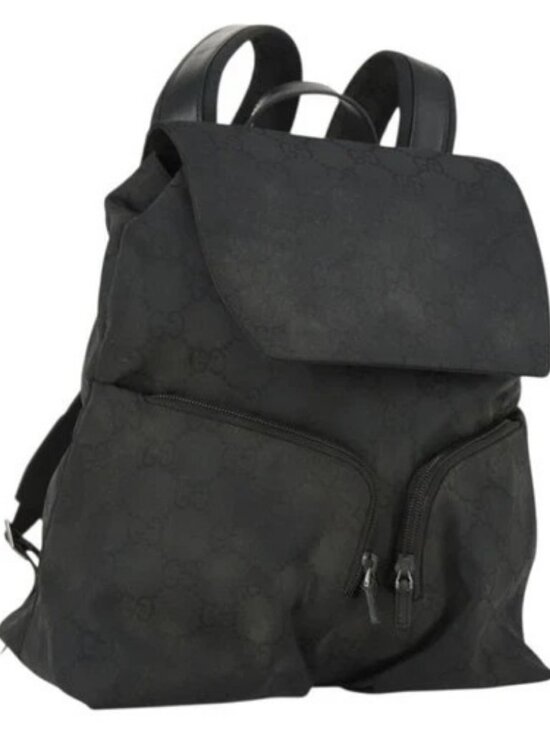Share GUCCI GG Canvas Backpack Nylon Black Silver 003 main image 14